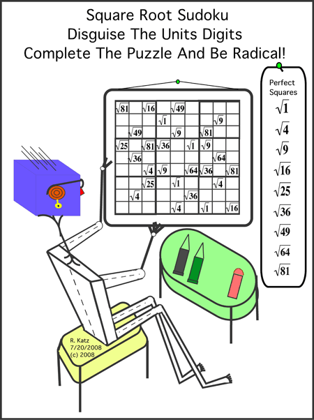 Square Root Sudoku: Disguise The Units Digits, Complete the Puzzle And Be Radical!